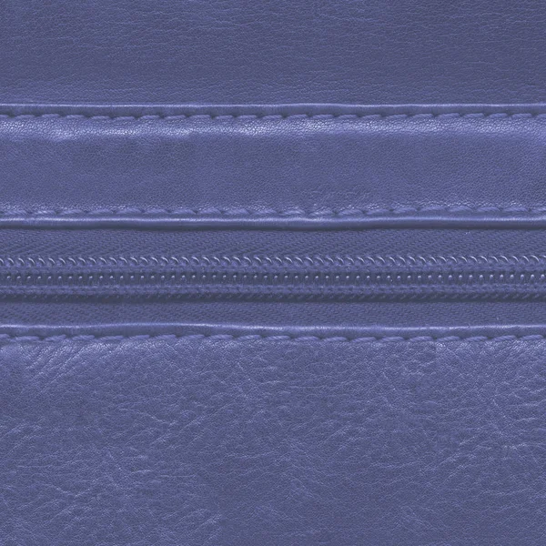 Δερμάτινα μπλε φόντο, διακοσμημένα με φερμουάρ, ραφές — Φωτογραφία Αρχείου