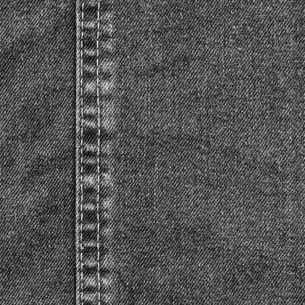 Tekstur denim hitam yang didekorasi dengan jahitan — Stok Foto