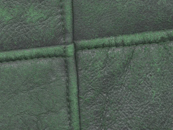 Texture cuir tanné vert, coutures — Photo