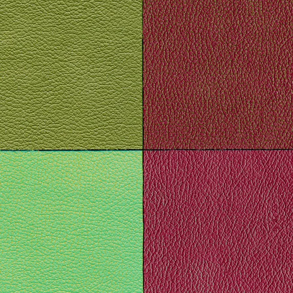 Fondo de piezas de cuero artificial de cuatro colores — Foto de Stock