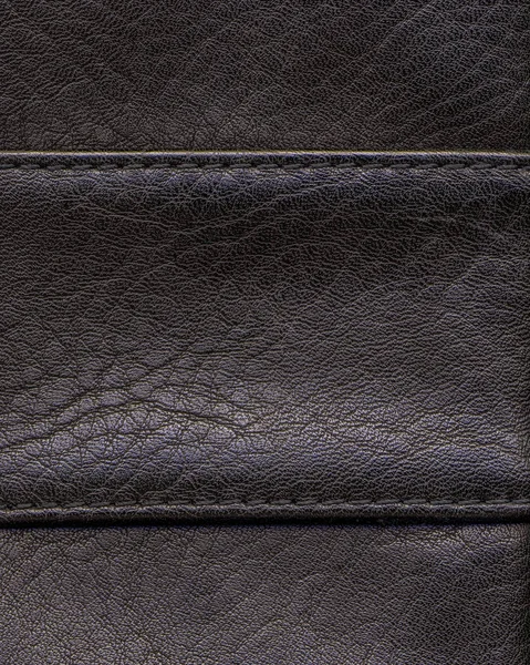 Темно-коричневая кожа текстура, швы — стоковое фото