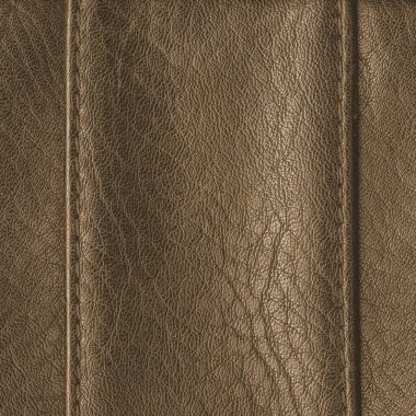 kahverengi deri doku, dikişleri.