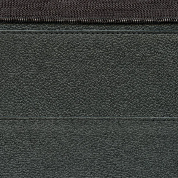 Textura de couro preto, costuras, zíper — Fotografia de Stock