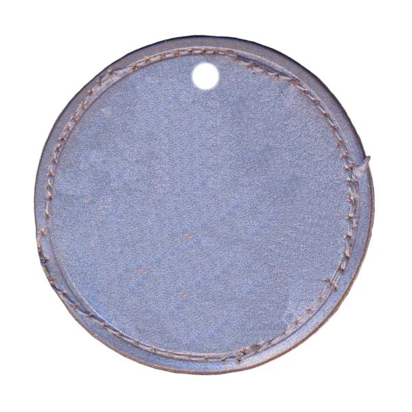 Leeres blaues rundes Kartonetikett isoliert auf weiß — Stockfoto