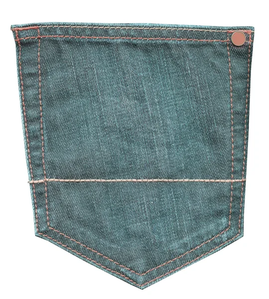 Poche arrière vert-bleu de jeans isolé — Photo