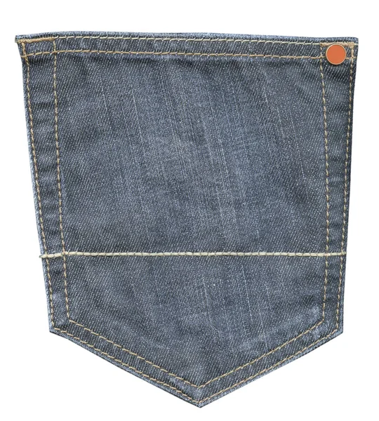 Niebieskie dżinsy z powrotem kieszeń na białym tle — Zdjęcie stockowe