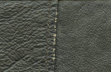 eski yıpranmış koyu yeşil deri doku closeup, dikiş