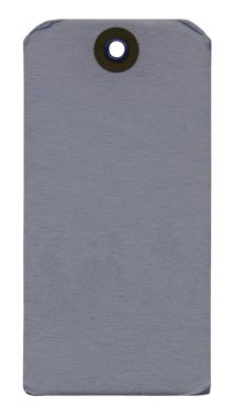 Beyaz arka plan üzerinde izole gri karton etiket 