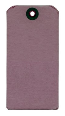 Beyaz arka plan üzerinde izole kirmizi-mor karton etiket