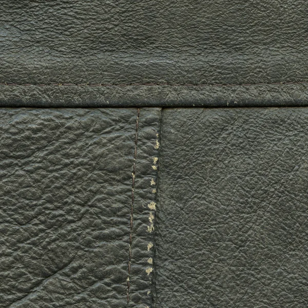 eski yıpranmış koyu yeşil deri doku closeup, dikişleri 