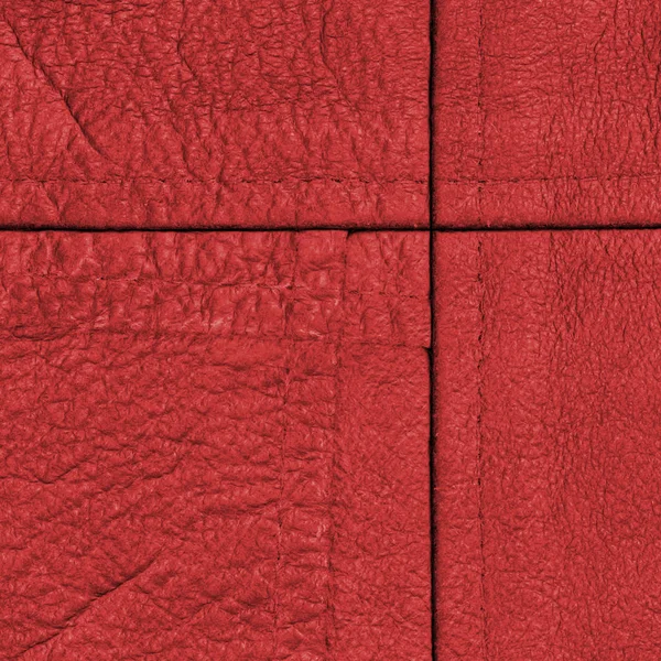 Kırmızı deri arka plan, dikişleri — Stok fotoğraf
