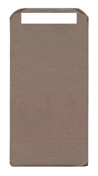 Etiqueta de papelão marrom isolada no fundo branco — Fotografia de Stock