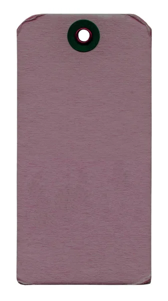 Etiqueta de papelão vermelho-violeta isolada sobre fundo branco — Fotografia de Stock