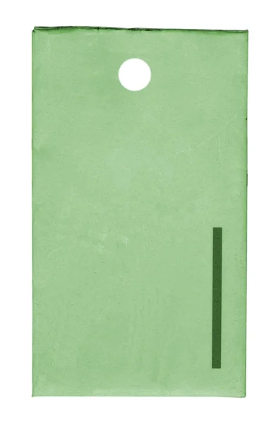 Blank green cardboard tag on white — Stock Photo, Image