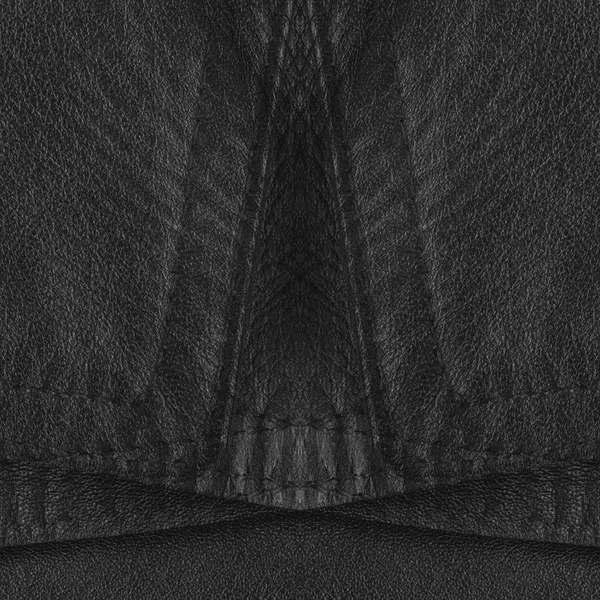 Fragment of leather coat as black leather background — Stock Photo, Image