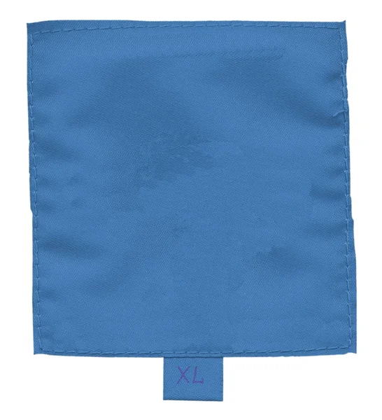 Leere blaue Textilmarke isoliert auf weiß — Stockfoto