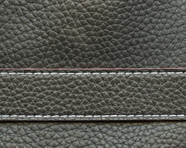 Fondo de cuero gris, costuras — Foto de Stock