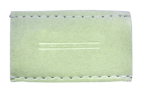 Light gray-green  blank leather label, useful for Your text — Stock Photo, Image