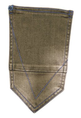 Beyaz arka plan üzerinde izole kahverengi denim cep