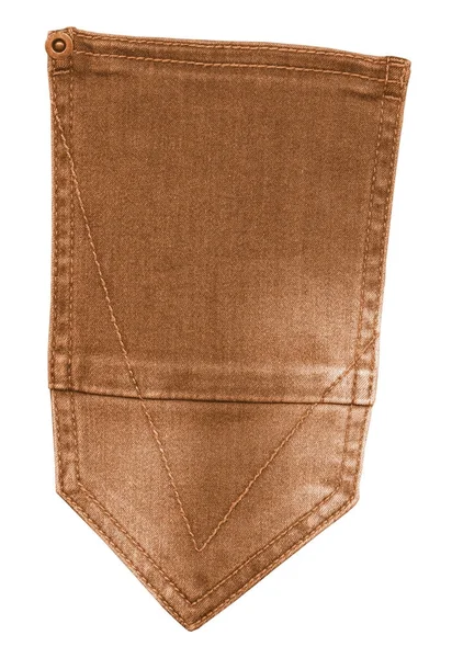 흰색 배경에 고립 된 갈색 데님 포켓 — 스톡 사진