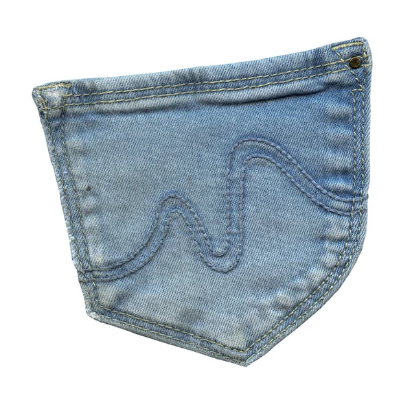 Синій джинсовий задній кишені ізольований на білому — стокове фото