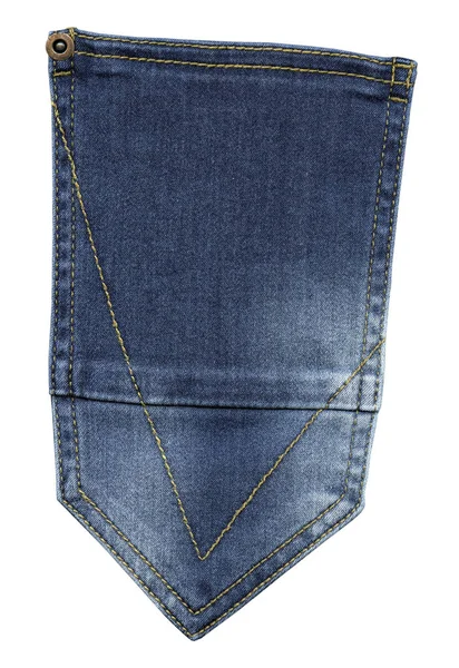 Синя джинсова кишеня ізольована на білому тлі — стокове фото