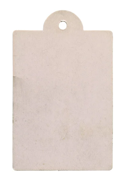 Etiqueta de papelão bege em branco isolada em branco — Fotografia de Stock