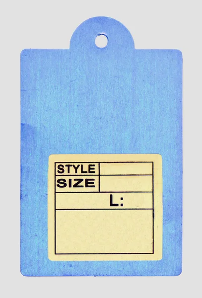 Blank blue cardboard tag isolated on white,sticker — Stock Photo, Image