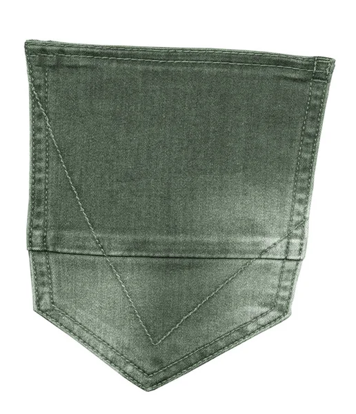 Bolsillo denim verde aislado sobre fondo blanco — Foto de Stock