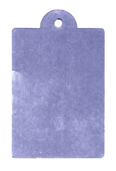 Leere blaue Kartonanhänger isoliert auf weiß — Stockfoto