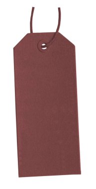 boş kırmızı-kahverengi karton etiket üzerinde beyaz izole