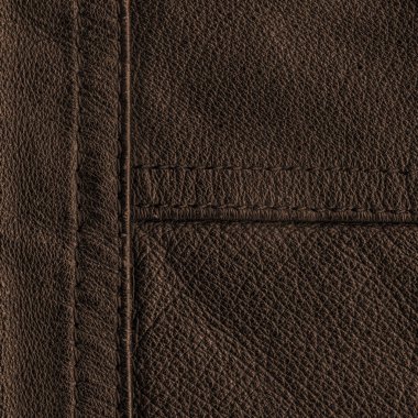 koyu kahverengi deri doku olarak arka plan, dikişleri