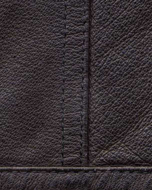 koyu kahverengi deri doku olarak arka plan, dikişleri