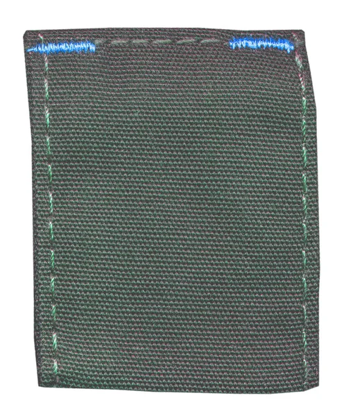 Grijs Groene Lege Textiel Label Geïsoleerd Wit — Stockfoto