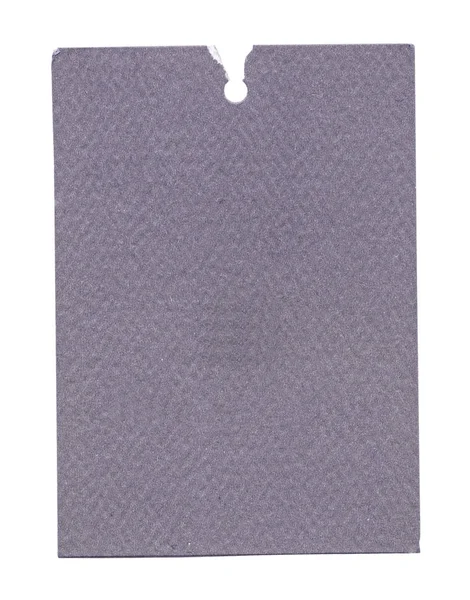 Vecchio Cartellino Cartone Grigio Viola Isolato Sfondo Bianco — Foto Stock