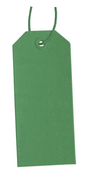 Пустой Зеленый Картонный Тег Изолирован Белом — стоковое фото