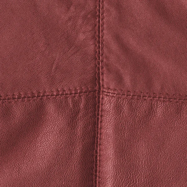 Fondo Cuero Rojo Costuras Útil Para Trabajos Diseño — Foto de Stock