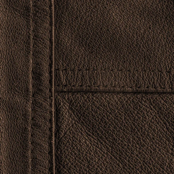 Dark Brown Leather Texture Background Seams — Stock Photo, Image