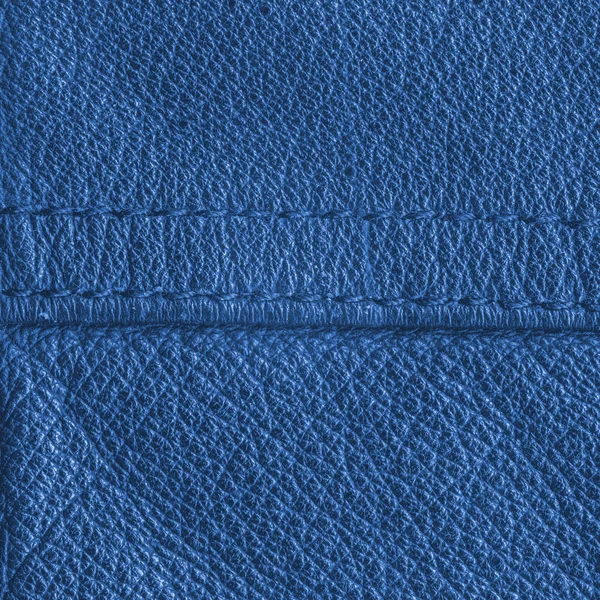 Blauer Lederhintergrund Nähte Nützlich Für Design Arbeiten — Stockfoto