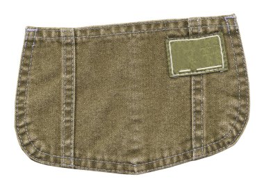 gri-kahverengi denim dekoratif cep üzerinde beyaz izole 