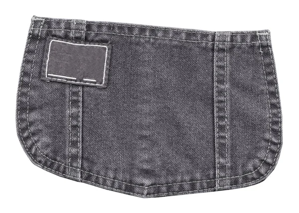 Gray denim decorative pocket isolated on white — Stock Photo, Image