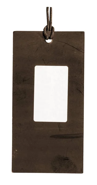 Brown  cardboard tag with blank white paper sticker — Stock Photo, Image