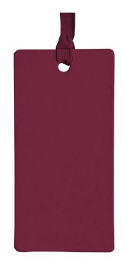 Beyaz arka plan üzerinde izole boş koyu kırmızı karton etiket