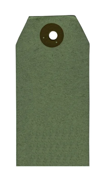 Üres Zöld Karton Címke Elszigetelt Fehér Background — Stock Fotó