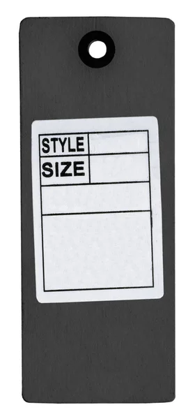 Old Black Cardboard Tag Sticker Isolated White — Stock Photo, Image