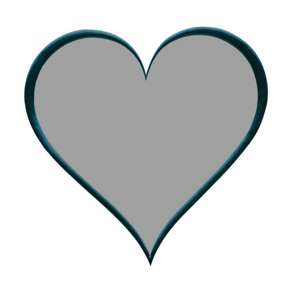 白い背景の上の緑 青枠で灰色の心 — ストック写真