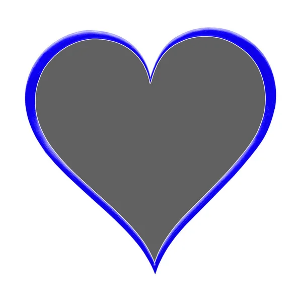 灰色的心脏与蓝色边界在白色背景 — 图库照片