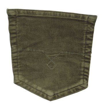 beyaz izole yeşil geri pantolon cebinde