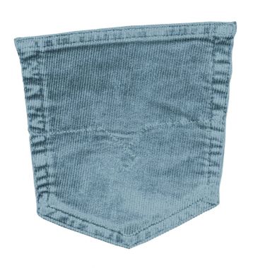 hafif mavi geri pantolon cebinde beyaz izole