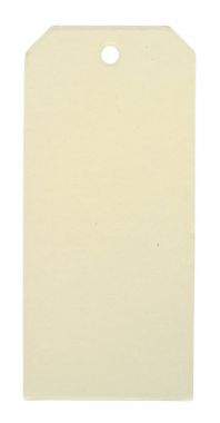 Beyaz arka plan üzerinde izole bej karton etiket